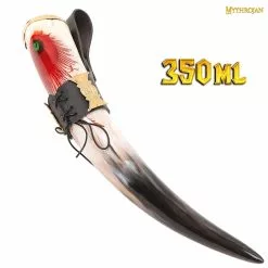 Mythrojan THE DARK WITCH - Viking Drinking Horn With Black Leather Holder Authentic Medieval Inspired Viking Wine/Mead Mug - Polished Finish -Armadura Ventas 3 2 5
