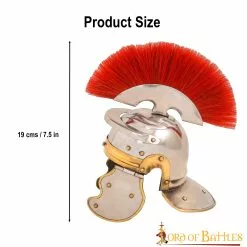 Minicasco De Centurión Romano Decorativo Con Penacho Rojo Y Soporte De Madera -Armadura Ventas 3