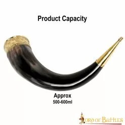 Cuerno Medieval Vikingo Para Beber Con Accesorios De Latón Puro Cuerno De Buey Auténtico Hecho A Mano -Armadura Ventas 3 285