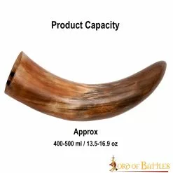 Cuerno Medieval Vikingo Para Beber Con Acabado Natural Fabricado A Mano Con Auténtico Cuerno De Buey -Armadura Ventas 3 31 2