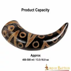 Cuerno Para Beber Con Motas Carbonizadas Cuerno De Buey Auténtico Hecho A Mano -Armadura Ventas 3 32 1