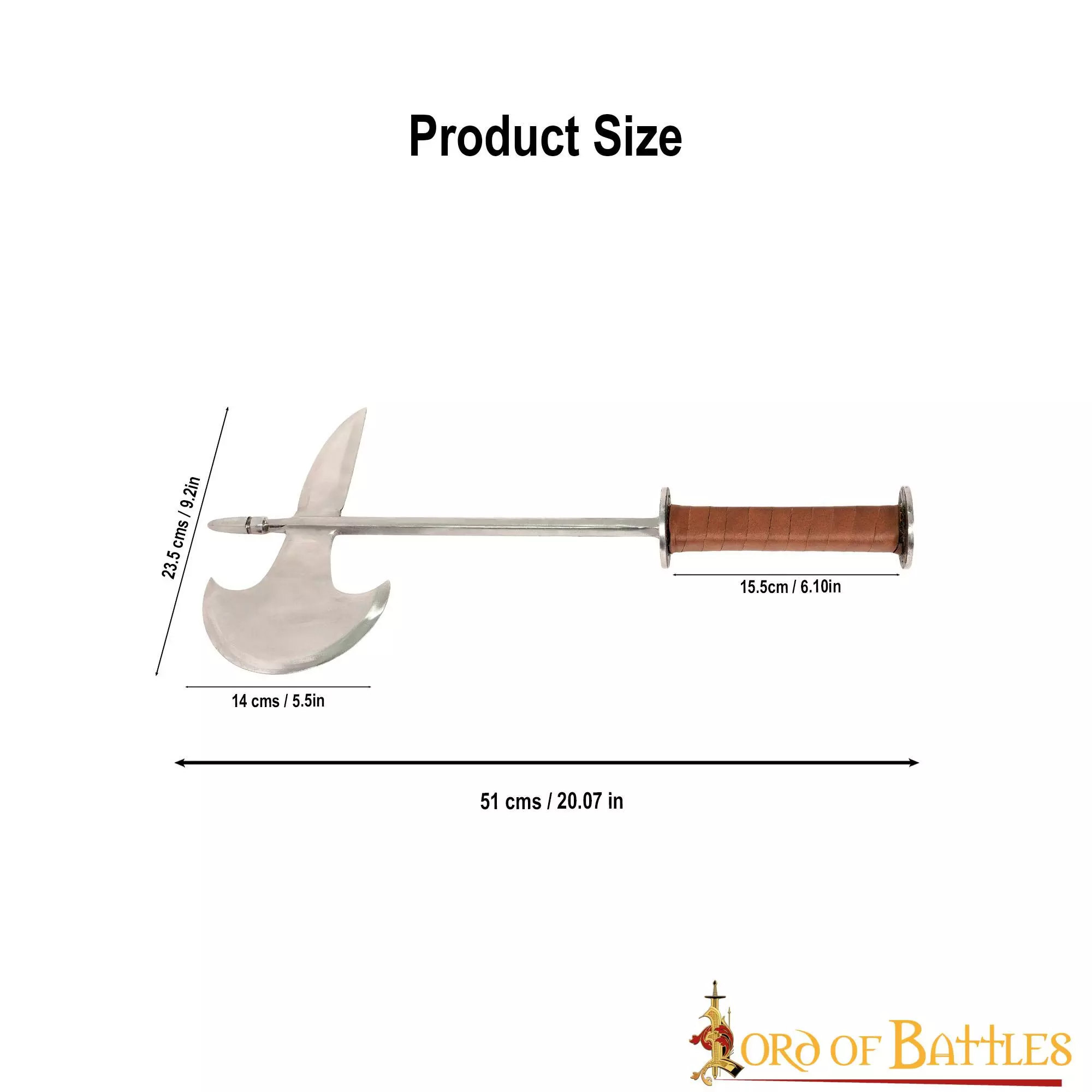 Hacha De Batalla Medieval Con Mango De Cuero 5 Hacha De Batalla Medieval Con Mango De Cuero - Imagen 3