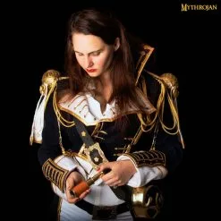 Mythrojan "The Venturing Pirate" Cinturón De Cuero Con Hebilla De Latón Macizo, Ideal Para LARP SCA Medieval Renacimiento Caballero Reenactment, Negro, 60 Pulgadas -Armadura Ventas 3 4