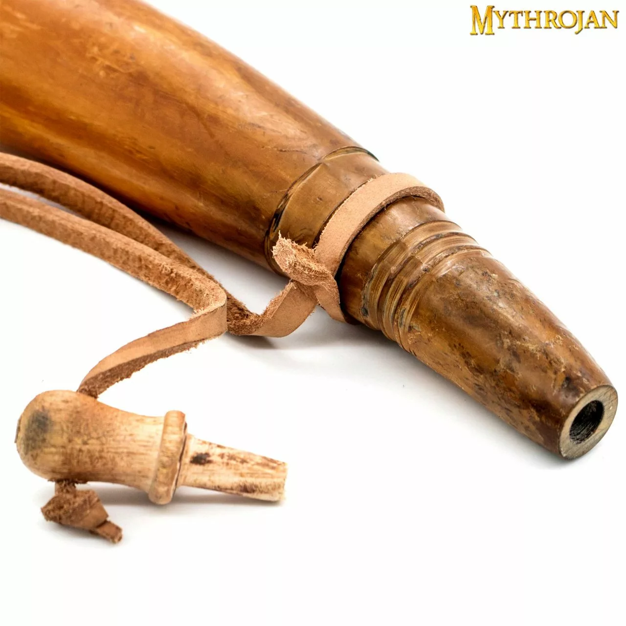 Mythrojan 14″Tallado A Mano Cuerno De Pólvora Con Correa De Cuero Para La Guerra Civil Re-Enactment Pólvora Negro - Mountain Man Reenactment - Color Beige Con Bolsa De M 6 Mythrojan 14″Tallado A Mano Cuerno De Pólvora Con Correa De Cuero Para La Guerra Civil Re-Enactment Pólvora Negro - Mountain Man Reenactment - Color Beige Con Bolsa De M - Imagen 4