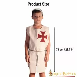 Medieval Templario Algodón Surcoat Tabard Para Juniors -Armadura Ventas 3 73