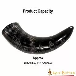 Cuerno Para Beber Con Diseño De Vides Grabado Hecho A Mano Con Auténtico Cuerno De Buey -Armadura Ventas 3 9 2