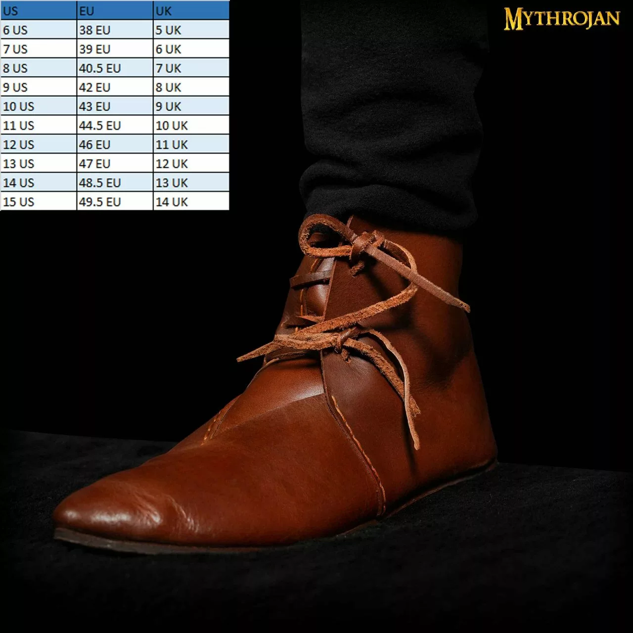 Mythrojan XII Al Siglo XV Zapatos Medievales De Cuero, Ideal Para SCA LARP Reenactment Ren Eventos Medievales Justas, Cuero De Grano Completo, Marrón 6 Mythrojan XII Al Siglo XV Zapatos Medievales De Cuero, Ideal Para SCA LARP Reenactment Ren Eventos Medievales Justas, Cuero De Grano Completo, Marrón - Imagen 4