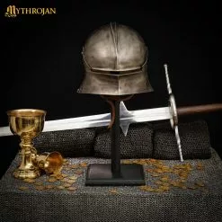 Soporte De Madera Para Casco Mythrojan En Acabado Natural Y Negro -Armadura Ventas 3 DSC09983