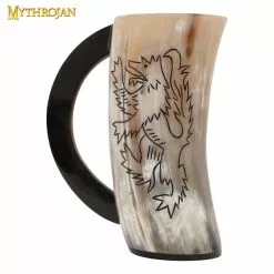 Mythrojan Rampat León Diseño Vikingo Beber Tankard Con Hebilla Medieval Vino Cerveza Aguamiel Taza 5-6 - Acabado Pulido