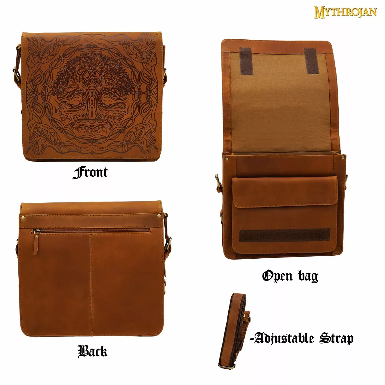 Mythrojan URBAN VIKING SATCHEL CUERO REAL 14″ Mjolnir Bolsa De Mensajero Vintage Celtic Laptop Maletín 6 Mythrojan URBAN VIKING SATCHEL CUERO REAL 14″ Mjolnir Bolsa De Mensajero Vintage Celtic Laptop Maletín - Imagen 4