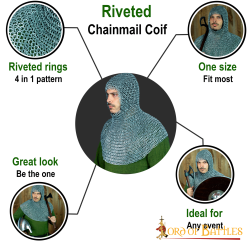 Cofia De Cota De Malla Alternancia De Anillas Redondas De Aluminio Cúpula Remachada -Armadura Ventas 361NL 4