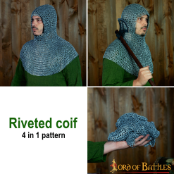 Cofia De Cota De Malla Alternancia De Anillas Redondas De Aluminio Cúpula Remachada -Armadura Ventas 361NL 5