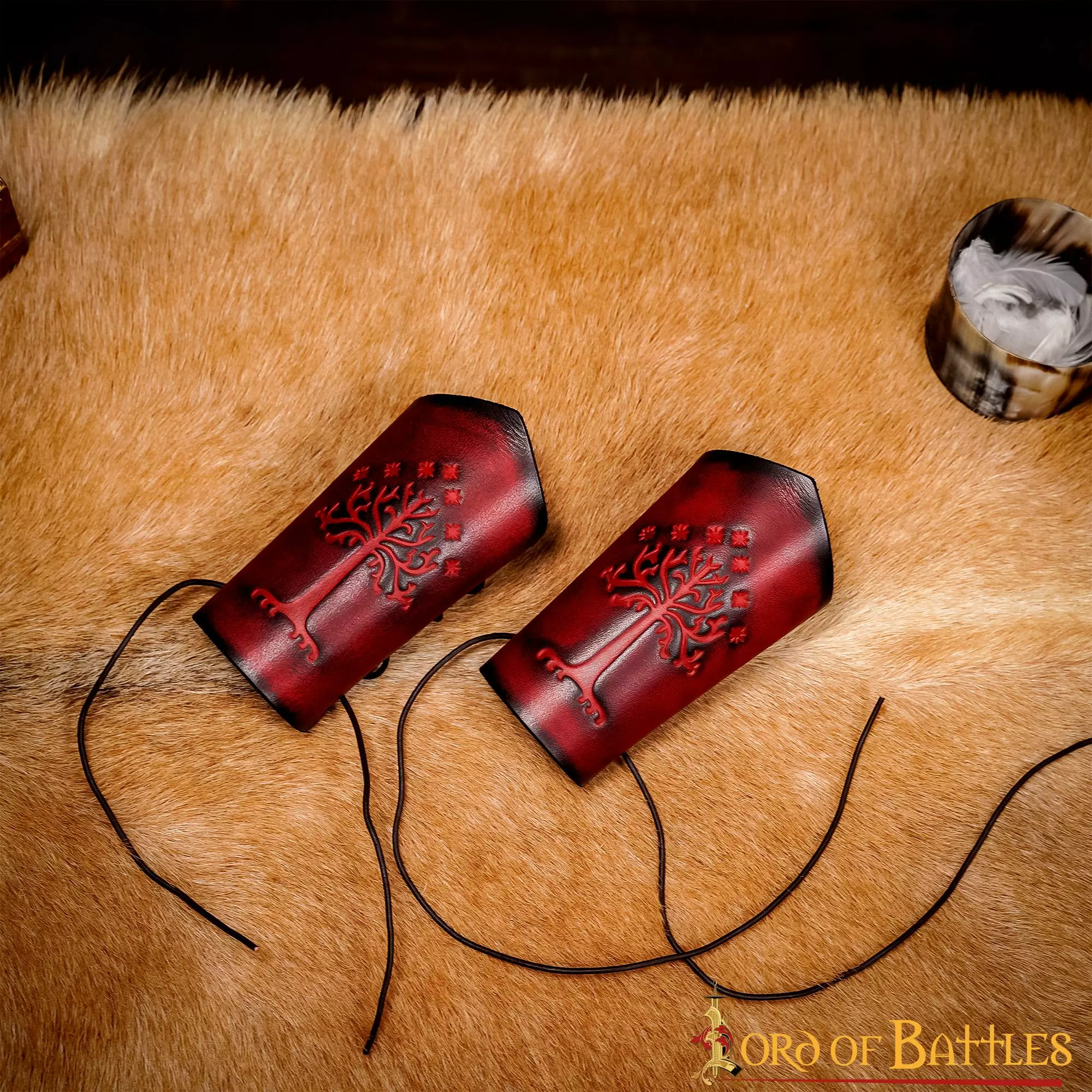 Brazales De Cuero Auténtico Con Motivo Del Árbol De Gondor En Relieve 8 Brazales De Cuero Auténtico Con Motivo Del Árbol De Gondor En Relieve - Imagen 6