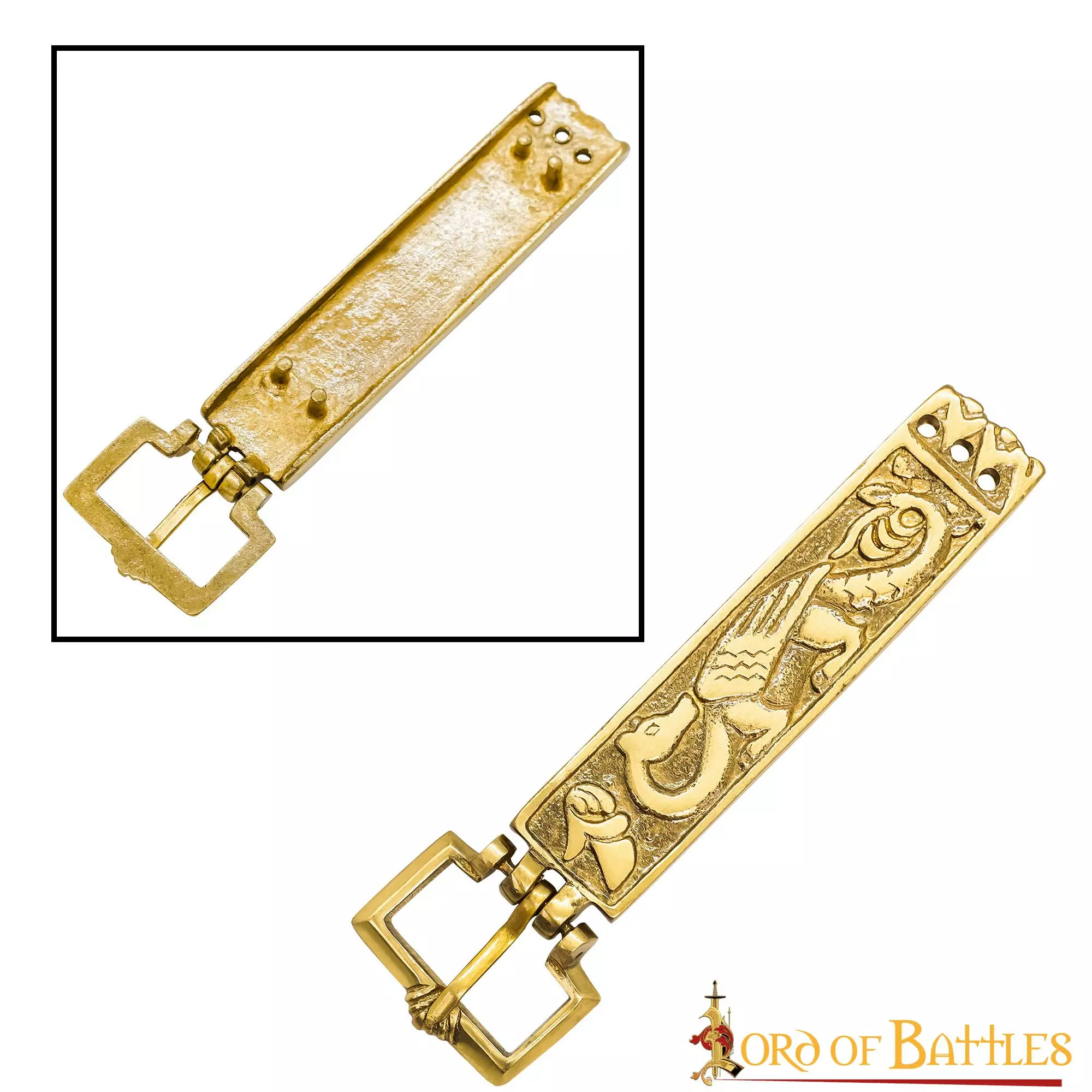 Hebilla De Cinturón Vikinga Ornamentada De Latón Macizo Puro Accesorio Funcional 8 Hebilla De Cinturón Vikinga Ornamentada De Latón Macizo Puro Accesorio Funcional - Imagen 6