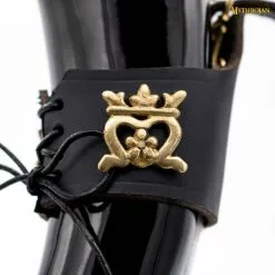 Mythrojan THE ELEGANT LADY Cuerno Vikingo Para Beber Con Soporte De Cuero Negro Auténtica Taza Vikinga Inspirada En La Edad Media - Acabado Pulido -Armadura Ventas 4