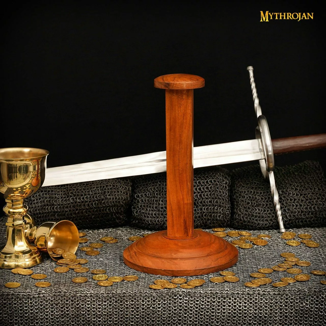 Mythrojan Soporte De Madera Casco Sólido Medieval Romano Vikingo Casco Display Stand Máscara Display Templario Spartan Cosplay LARP Caballero Stand Marrón 4 Mythrojan Soporte De Madera Casco Sólido Medieval Romano Vikingo Casco Display Stand Máscara Display Templario Spartan Cosplay LARP Caballero Stand Marrón - Imagen 2