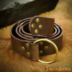 Cinturón De Cuero Hecho A Mano Con Puro Anillo De Latón Macizo Genuine Leathercraft