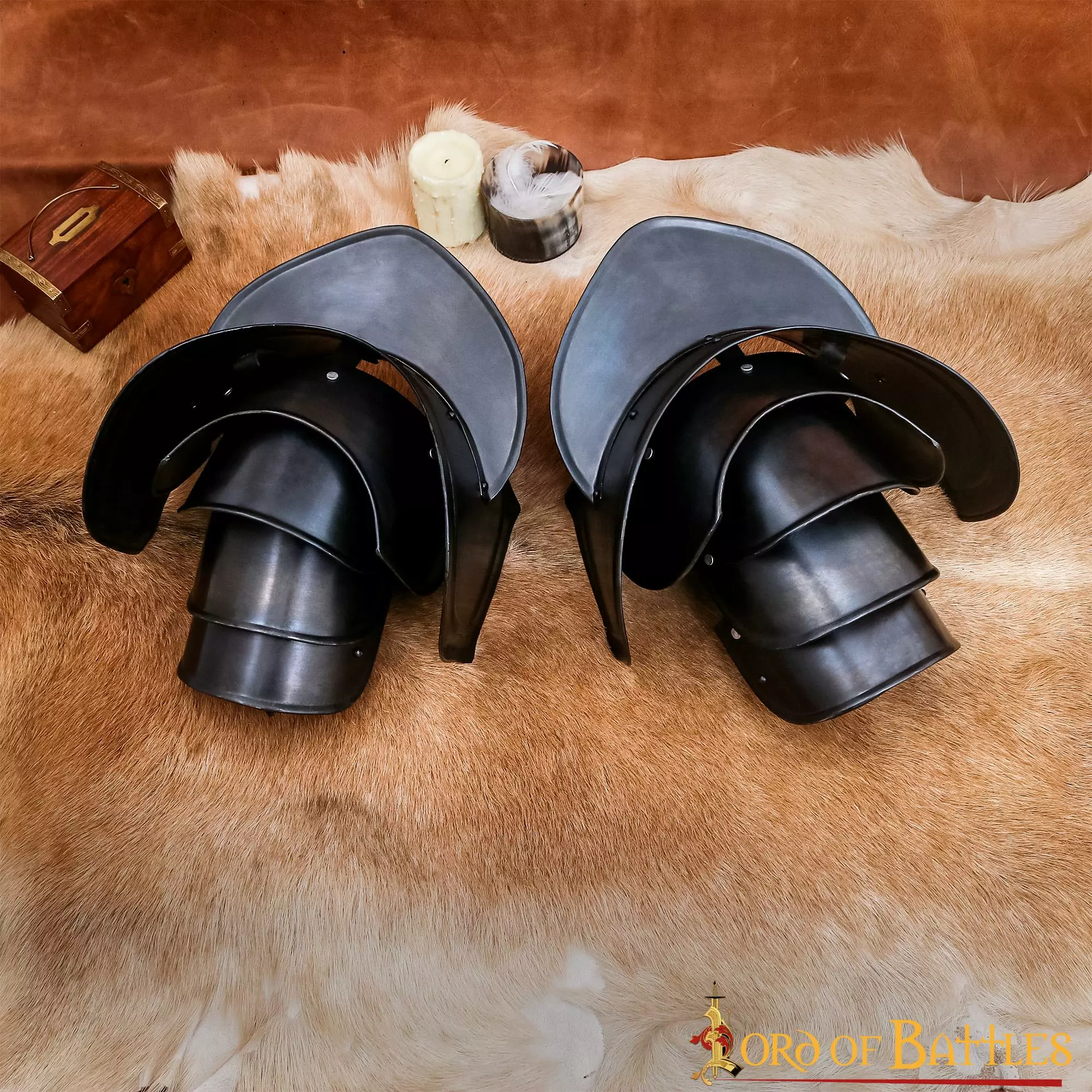 Fantasy Black Pauldrons Con Rompehojas Calibre 18 3 Fantasy Black Pauldrons Con Rompehojas Calibre 18