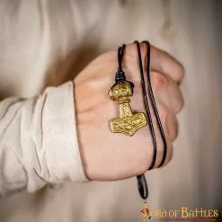 Martillo De Mjolnir Accesorio Colgante De Latón Macizo Puro Con Cordón De Cuero Auténtico -Armadura Ventas 4 75 1
