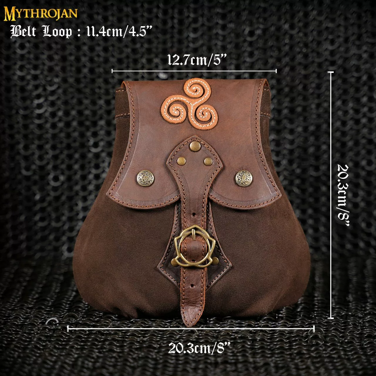 MYTHROJAN "STALWART WARRIOR" BOLSA DE CUERO Para LARP, Cosplay Medieval SCA Marrón, 8"×8 6 MYTHROJAN "STALWART WARRIOR" BOLSA DE CUERO Para LARP, Cosplay Medieval SCA Marrón, 8"×8 - Imagen 4