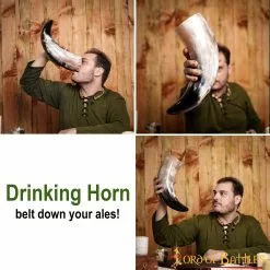 Cuerno Para Beber Medieval Vikingo Grande Fabricado A Mano Con Auténtico Cuerno De Buey -Armadura Ventas 4200 pattern 2 1