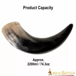 Cuerno Para Beber Medieval Vikingo Grande Fabricado A Mano Con Auténtico Cuerno De Buey -Armadura Ventas 4200 3 1
