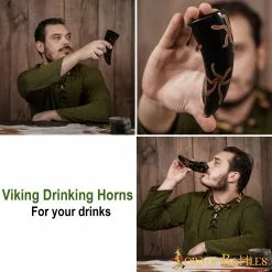 Juego De 3 Cuernos Para Beber Con Diseños Carbonizados Cuerno De Buey Auténtico -Armadura Ventas 4204ED pattern 2