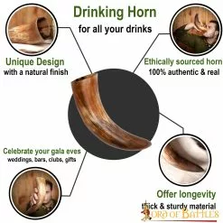 Cuerno Medieval Vikingo Para Beber Con Acabado Natural Fabricado A Mano Con Auténtico Cuerno De Buey -Armadura Ventas 4211 pattern1 1
