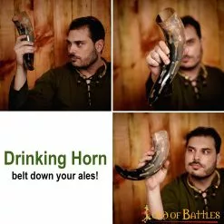 Cuerno Medieval Vikingo Para Beber Con Motas Carbonizadas Cuerno De Buey Auténtico Hecho A Mano -Armadura Ventas 4212 patern2