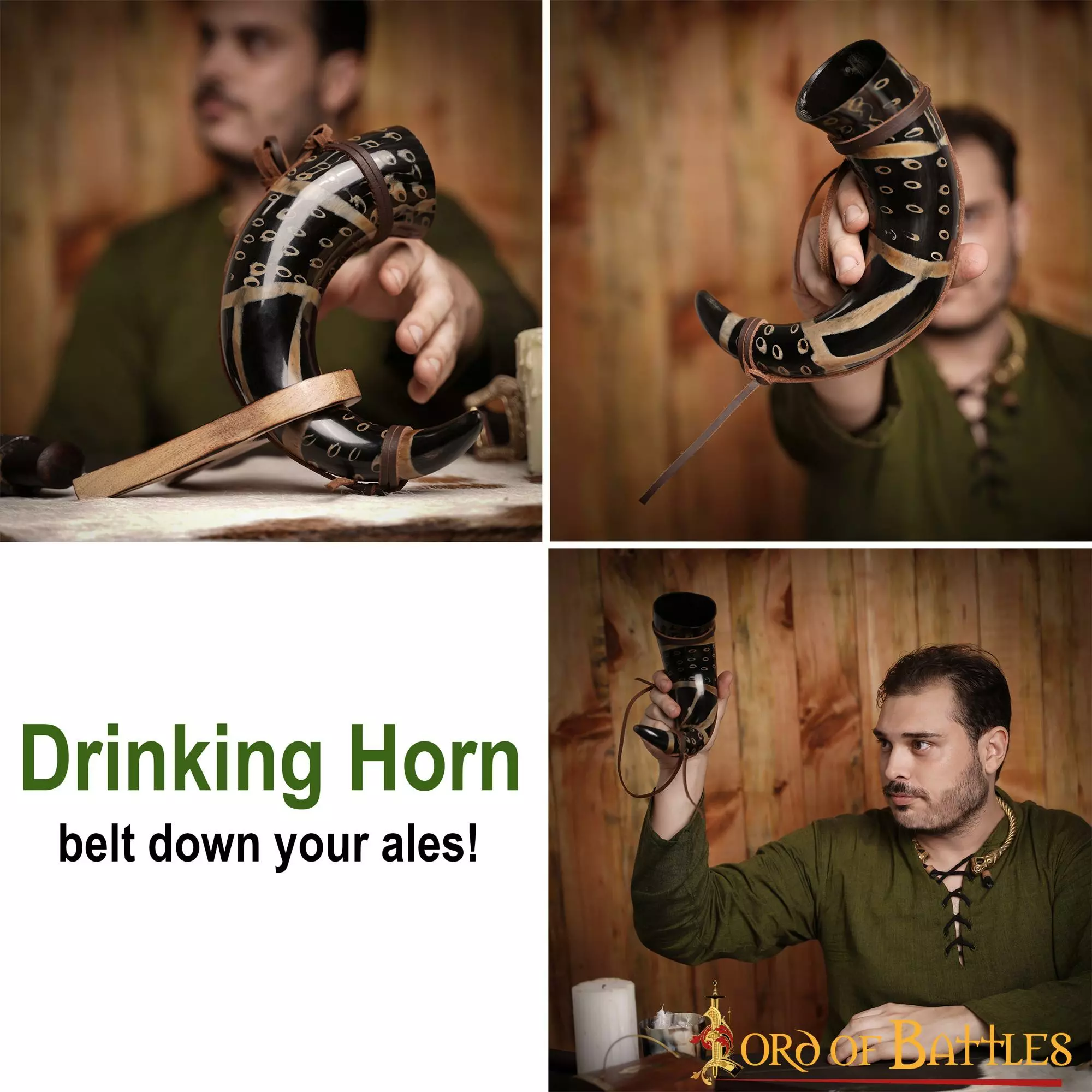 Cuerno Para Beber Con Motas Carbonizadas Y Cordón De Cuero Cuerno De Buey Auténtico Hecho A Mano 7 Cuerno Para Beber Con Motas Carbonizadas Y Cordón De Cuero Cuerno De Buey Auténtico Hecho A Mano - Imagen 5