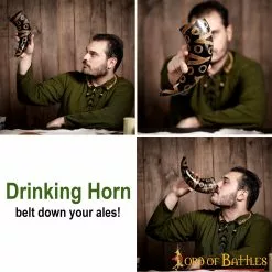 Cuerno Para Beber Con Motas Carbonizadas Cuerno De Buey Auténtico Hecho A Mano -Armadura Ventas 4216 pattern 2