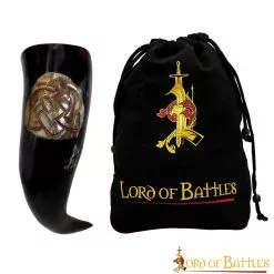 Cuerno Para Beber Con Nudos Celtas Grabados Hecho A Mano De Auténtico Cuerno De Buey