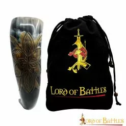 Cuerno Para Beber En Flor Con Motas Carbonizadas Cuerno De Buey Auténtico Hecho A Mano