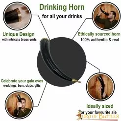 Cuerno Medieval Vikingo Para Beber Con Accesorios De Latón Cuerno De Buey Auténtico Hecho A Mano -Armadura Ventas 4231 pattern 1 1 scaled 1