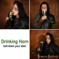 Cuerno Para Beber Con Accesorios De Latón Puro Cuerno De Buey Auténtico Hecho A Mano -Armadura Ventas 4233 pattern 2