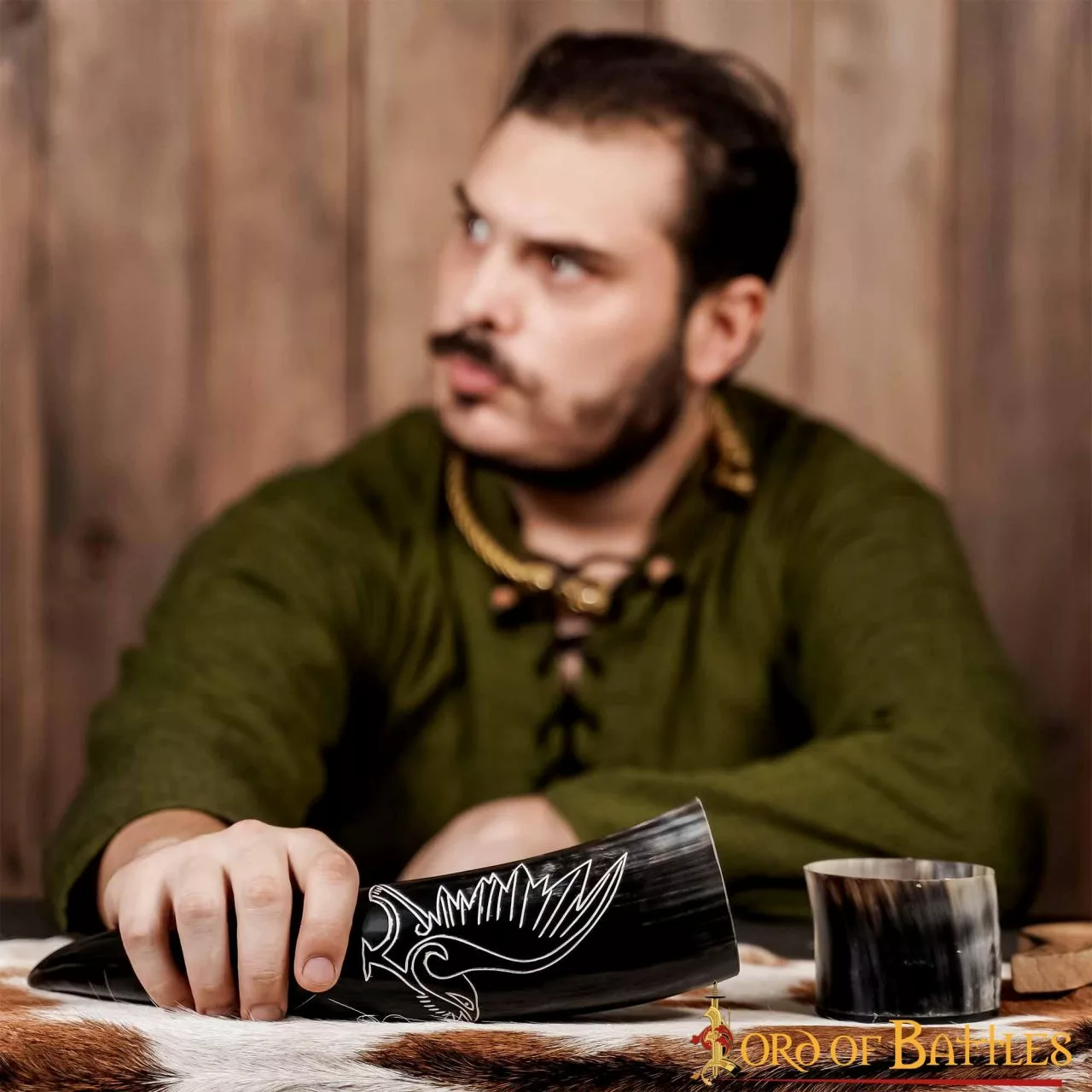 Cuerno De Beber Vikingo Medieval Auténtico Con Diseño De Cuervo Grabado 8 Cuerno De Beber Vikingo Medieval Auténtico Con Diseño De Cuervo Grabado - Imagen 6