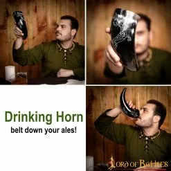 Cuerno Para Beber Roebuck Grabado A Mano Cuerno De Buey Auténtico -Armadura Ventas 4237 pattern 2