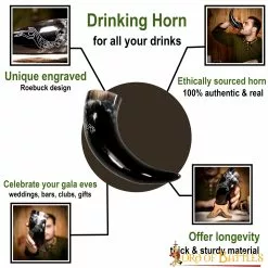 Cuerno Para Beber Roebuck Grabado A Mano Cuerno De Buey Auténtico -Armadura Ventas 4237 pattern1 1 1 scaled 1