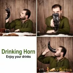 Cuerno Para Beber Con Diseño De Vides Grabado Hecho A Mano Con Auténtico Cuerno De Buey -Armadura Ventas 4240 pattern 2