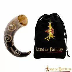 Cuerno Para Beber Con Diseños En Espiral Carbonizados Hecho A Mano Cuerno De Buey Auténtico