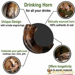 Cuerno Medieval Vikingo Para Beber Con Diseños Grabados Cuerno De Buey Auténtico Hecho A Mano -Armadura Ventas 4244 pattern 1