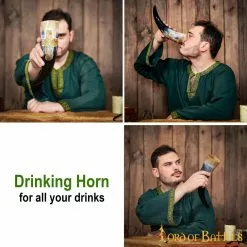 Cuerno Para Beber Grabado En Forma De Cruz Con Motas Carbonizadas Cuerno De Buey Auténtico Hecho A Mano -Armadura Ventas 4249 Pattern 2 1