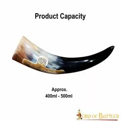 Cuerno Para Beber Grabado En Forma De Cruz Con Motas Carbonizadas Cuerno De Buey Auténtico Hecho A Mano -Armadura Ventas 4249 3