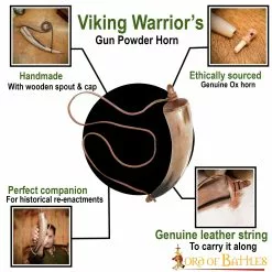 Cuerno De Pólvora De Guerrero Vikingo Accesorio De Cuerno Auténtico Hecho A Mano -Armadura Ventas 4251 pattern 1