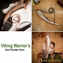Cuerno De Pólvora De Guerrero Vikingo Accesorio De Cuerno Auténtico Hecho A Mano -Armadura Ventas 4251 pattern 2