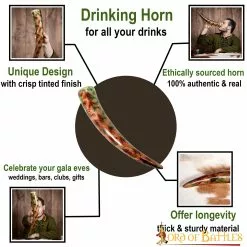 Cuerno Para Beber Con Diseños Brillantes Fabricado A Mano Con Auténtico Cuerno De Buey -Armadura Ventas 4252 pattern 1
