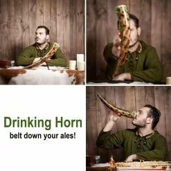 Cuerno Para Beber Con Diseños Brillantes Fabricado A Mano Con Auténtico Cuerno De Buey -Armadura Ventas 4252 pattern2