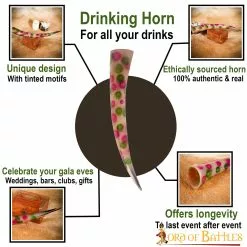 Cuerno Para Beber Con Diseños Brillantes Fabricado A Mano Con Auténtico Cuerno De Buey -Armadura Ventas 4253 pattern1