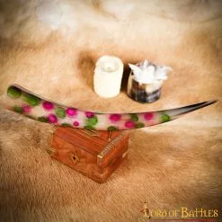 Cuerno Para Beber Con Diseños Brillantes Fabricado A Mano Con Auténtico Cuerno De Buey -Armadura Ventas 4253 4