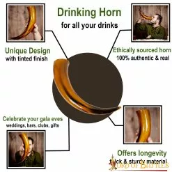 Cuerno Para Beber Con Textura Brillante Elaborado Artesanalmente Con Auténtico Cuerno De Buey -Armadura Ventas 4254 pattern1